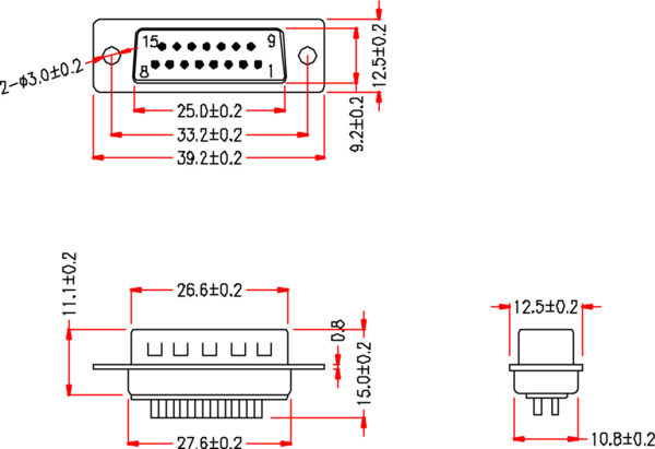 D-Sub Lötstecker 15pol. EDS 15 LL /Z --