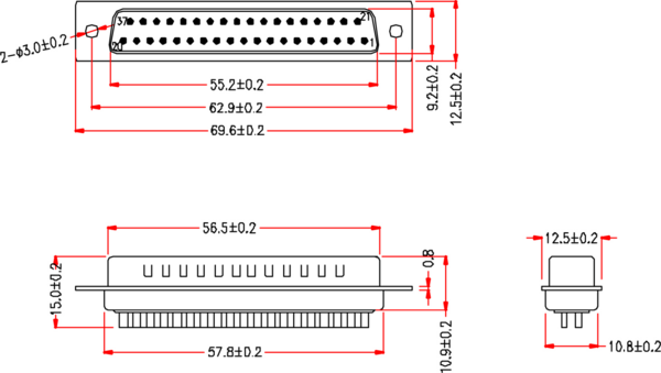 D-Sub Lötstecker 37pol. EDS 37 LL /Z --