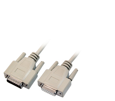 Datenkabel seriell 1:1, 2x DSub 15 -- St.-Bu., 3,0m, beige