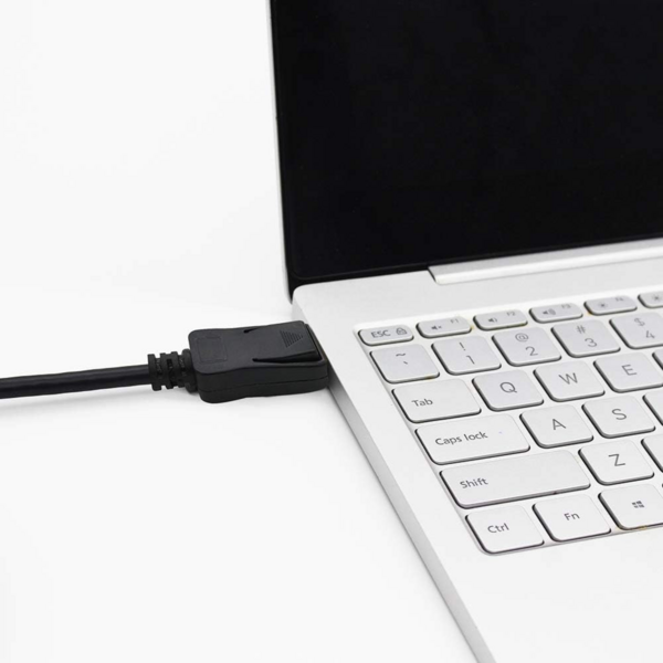 DisplayPort 1.4 Anschlusskabel, M/M 4K@120Hz, 1m schwarz 1-seitig gewinkelt