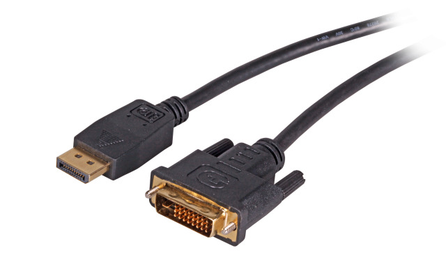 DisplayPort auf DVI-D 24+1, St.-St., 5,0m, schwarz DisplayPort auf DVI-D 24+1, St.-St., 5,0m, schwarz