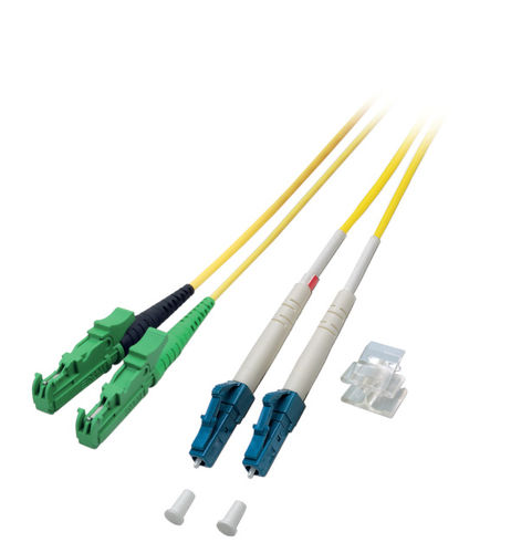 Duplex Jumper E2000/APC8°-LC 0,5 m,LSZH,9/125µ OS2,gelb Duplex Jumper E2000/APC8°-LC 0,5 m,LSZH,9/125µ OS2,gelb