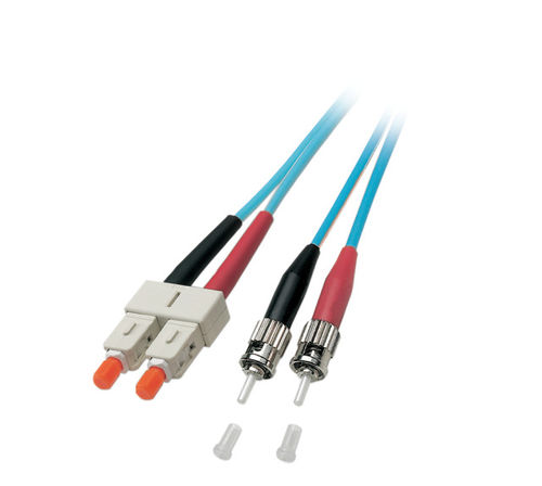 Duplex Jumper SC/ST 50/125µ 0.5 m, OM3, LSZH, aqua Duplex Jumper SC/ST 50/125µ 0.5 m, OM3, LSZH, aqua