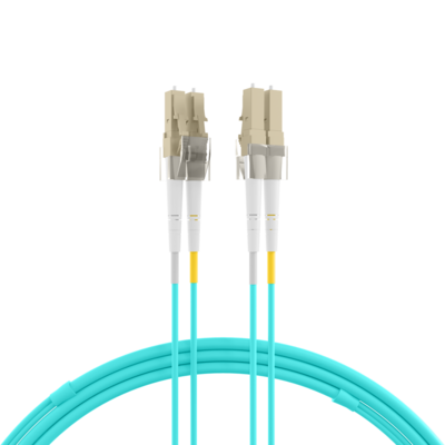 Duplex Patchkabel Flat-Twin LC-LC OM3 -- 10m LSZH 3x5mm aqua