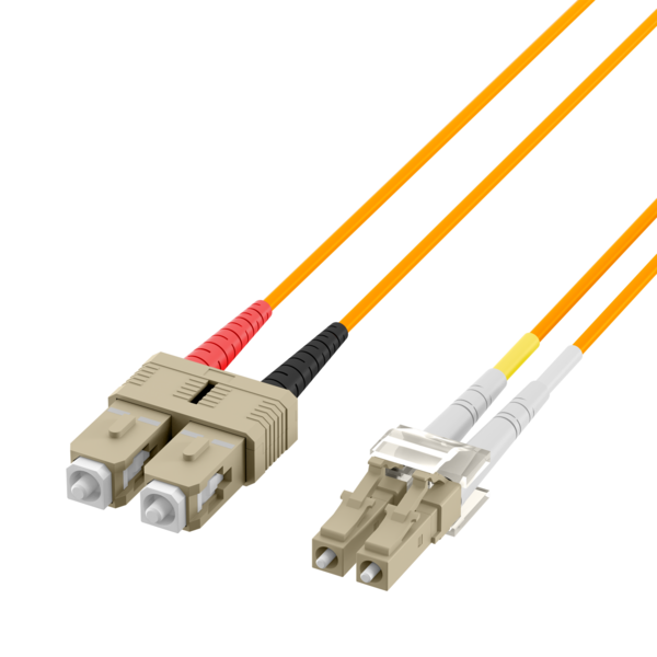 Duplex Patchkabel Flat-Twin LC-SC OM2 -- 15m LSZH 3x5mm orange