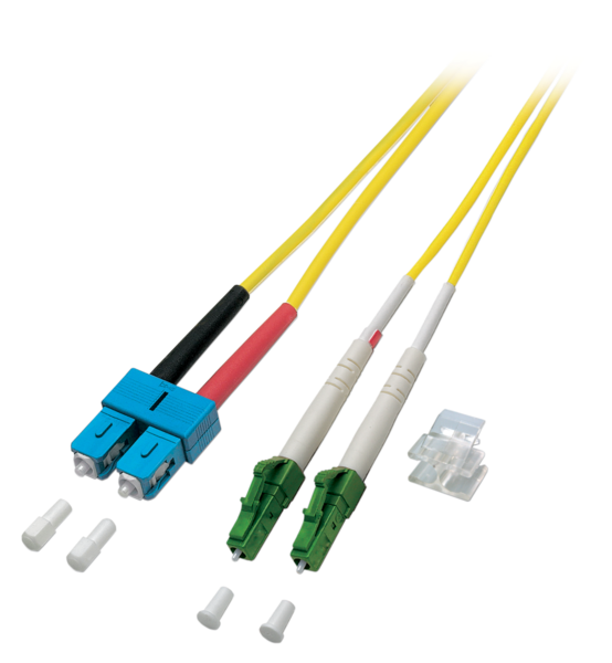 Duplex Patchkabel LC/APC-SC OS2 G652D, 0,5m LSZH 2mm gelb Glasfaser Patchkabel