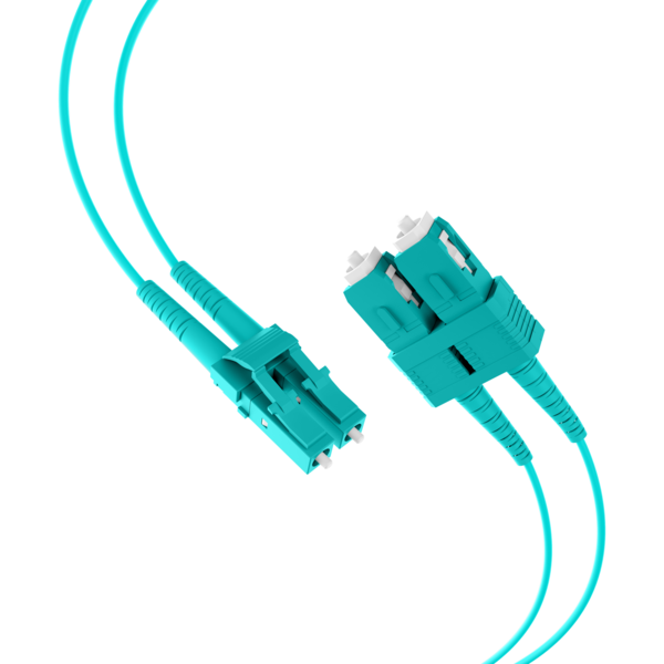 Duplex Patchkabel LC-SC OM3 -- 1m LSZH 1,2mm aqua