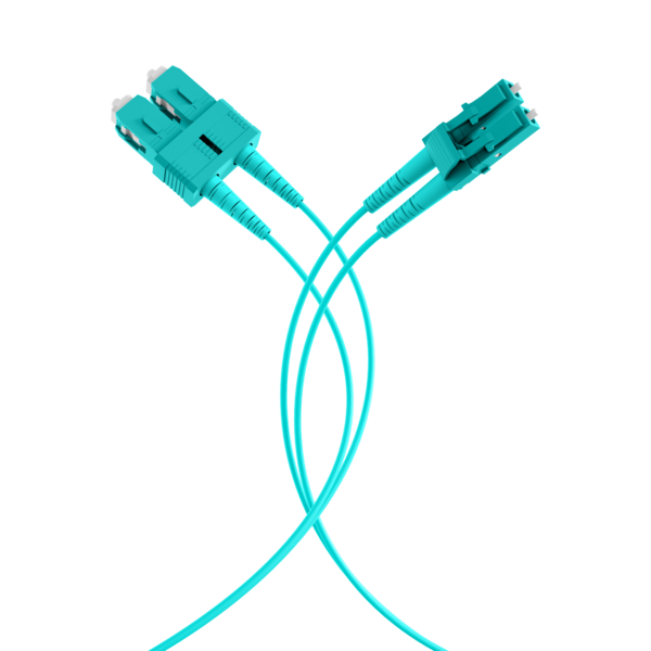 Duplex Patchkabel LC-SC OM3 -- 2m LSZH 1,2mm aqua