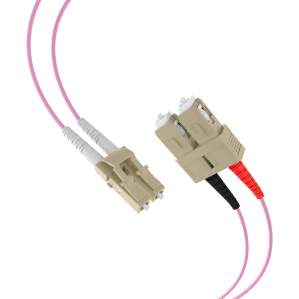 Duplex Patchkabel LC-SC OM4 -- 0,5m LSZH 2mm erikaviolett