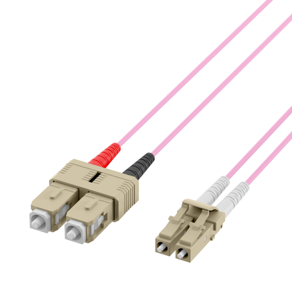 Duplex Patchkabel LC-SC OM4 -- 0,5m LSZH 2mm erikaviolett