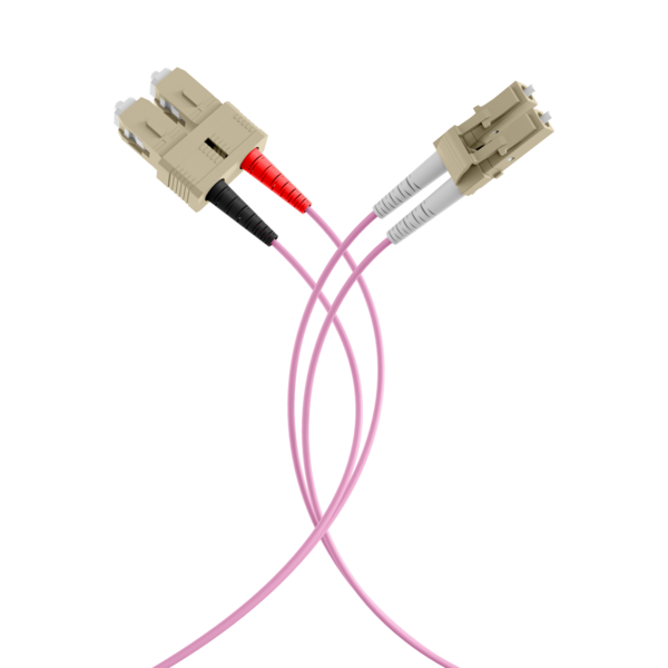 Duplex Patchkabel LC-SC OM4 -- 0,5m LSZH 2mm erikaviolett