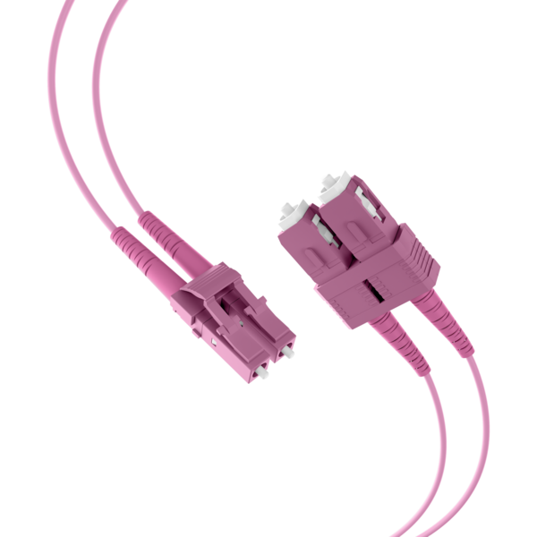 Duplex Patchkabel LC-SC OM4 -- 10m LSZH 1,2mm erikaviolett