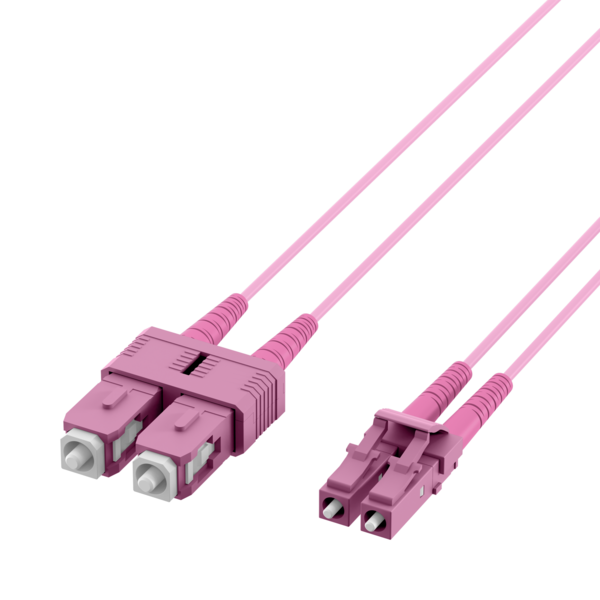 Duplex Patchkabel LC-SC OM4 -- 10m LSZH 1,2mm erikaviolett