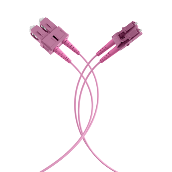 Duplex Patchkabel LC-SC OM4 -- 10m LSZH 1,2mm erikaviolett