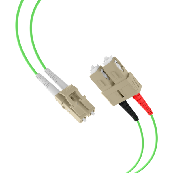 Duplex Patchkabel LC-SC OM5 -- 7,5m LSZH 2mm limettengrün