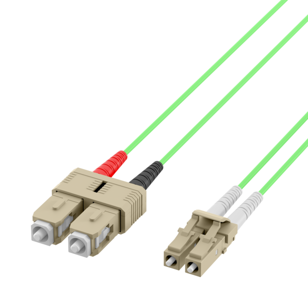 Duplex Patchkabel LC-SC OM5 -- 7,5m LSZH 2mm limettengrün