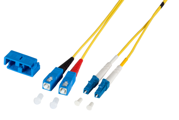 Duplex Patchkabel LC-SC OS2 G657A2, 3m LSZH 2mm gelb Glasfaser Patchkabel