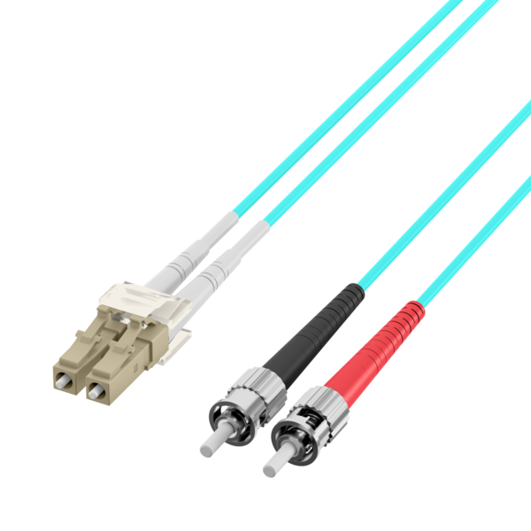 Duplex Patchkabel LC-ST OM3 -- 10m LSZH 2mm aqua
