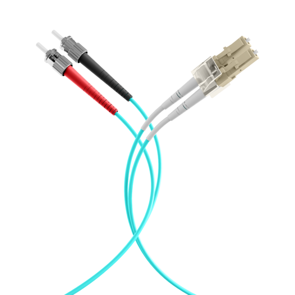 Duplex Patchkabel LC-ST OM3 -- 10m LSZH 2mm aqua