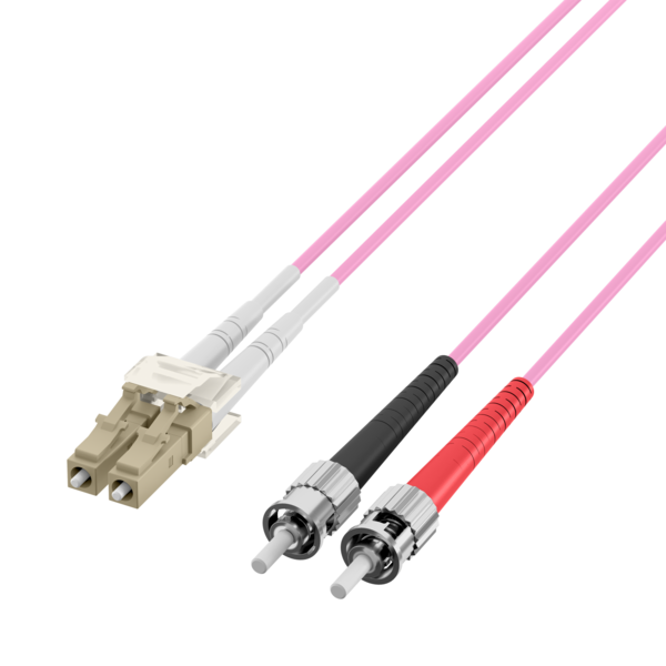 Duplex Patchkabel LC-ST OM4 -- 20m LSZH 2mm erikaviolett
