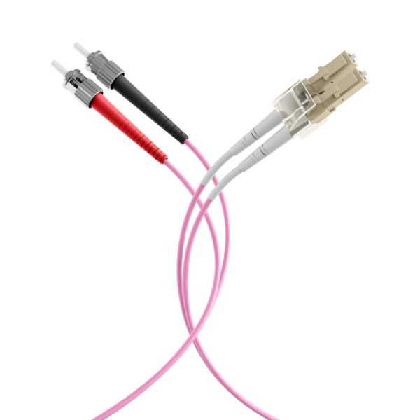 Duplex Patchkabel LC-ST OM4 -- 2m LSZH 2mm erikaviolett
