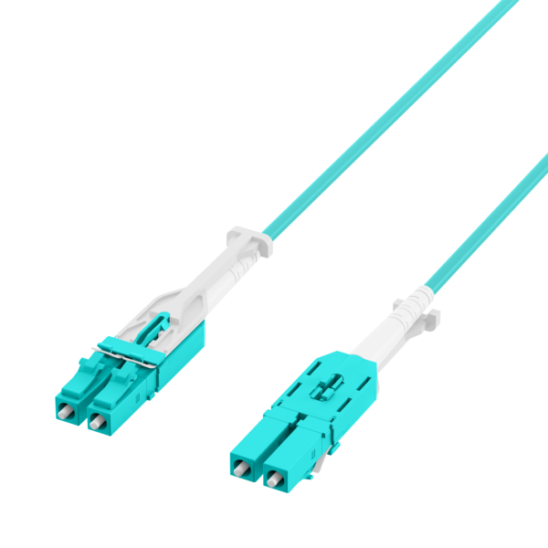 Duplex Patchkabel Push/Pull LC-LC OM3 -- 5m LSZH 3mm aqua