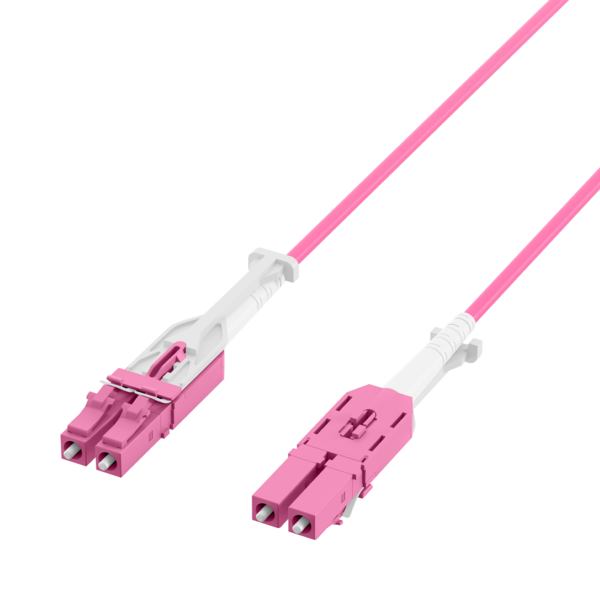Duplex Patchkabel Push/Pull LC-LC OM4 -- 20m LSZH 3mm erikaviolett