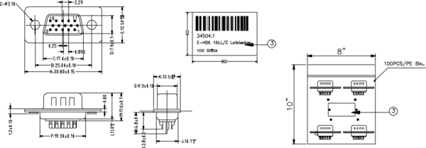 E-HDS 15 LL/Z Lötstecker --