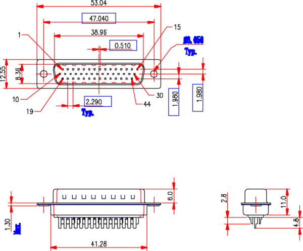 E-HDS 44 LL/Z Lötstecker --