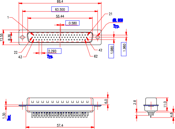 E-HDS 62 LL/Z Lötstecker --