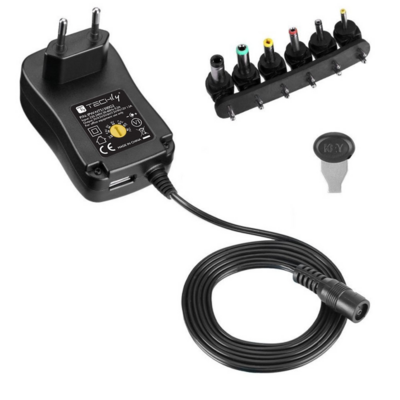 Einstellbares Universalnetzteil 18W AC/DC 3V-12V 1 -- mit 6 DC-Steckern 1A USB-Anschluss Einstellbares Universalnetzteil 18W AC/DC 3V-12V 1 -- mit 6 DC-Steckern 1A USB-Anschluss
