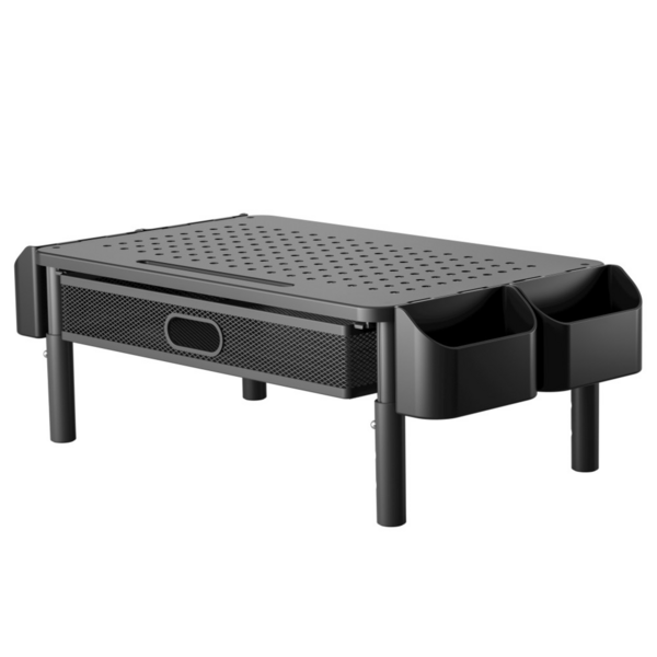 Ergonomischer Monitorständer mit Schublade -- 3-fach höhenverstellbarer
