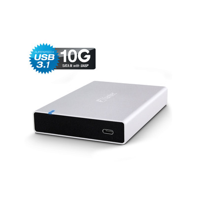 FANTEC ALU-15MMU31, 2,5 SATA SSD HDD Festplattengehäuse, USB 3.1, Typ-C, 15mm Bauhöhe, silber