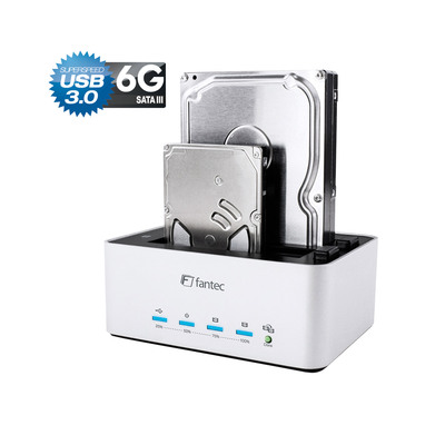 FANTEC AluDOCK 2X, SATA 2,5/3,5 HDD/SSD Klon & Docking Station, USB 3.0 FANTEC AluDOCK 2X, SATA 2,5/3,5 HDD/SSD Klon & Docking Station, USB 3.0