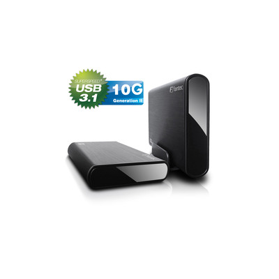 FANTEC DB-ALU31A, externes Festplattengehuse, USB 3.1, Plug & Play, Aluminium, schwarz
