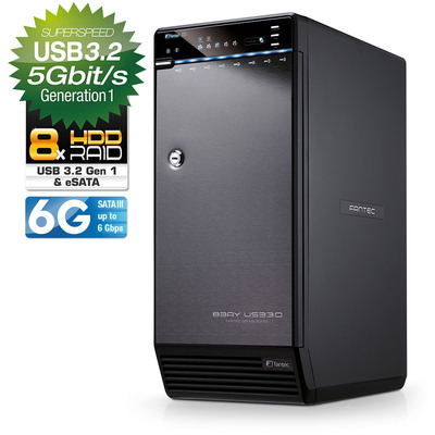 FANTEC QB-X8US3-6G Storagegehäuse 8x3,5 SATA HDD/SSD, USB3.0, eSATA (Produktbild 1)