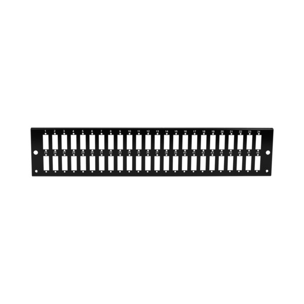 Frontplatte 2HE 48 x SC Duplex/LC Quad -- vertikal schwarz