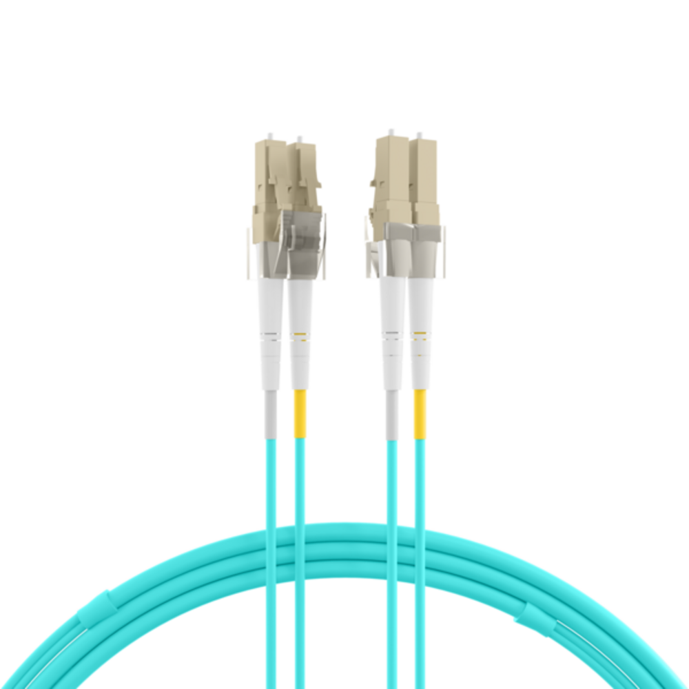 Glasfaser Patchkabel Duplex Patchkabel Flat-Twin LC-LC OM3, 40m LSZH 3x5mm aqua - 1 VPE = 2 Stï¿½ck Glasfaser Patchkabel