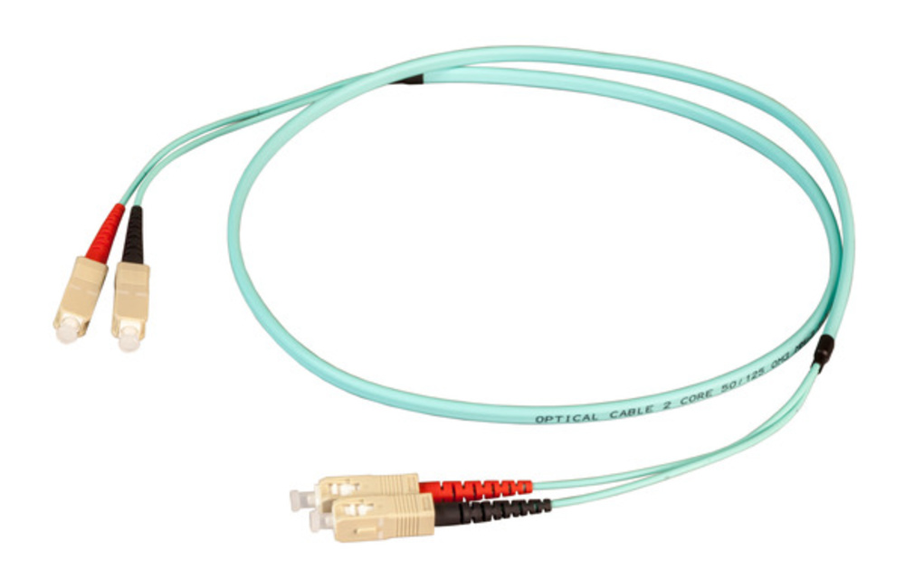 Glasfaser Patchkabel Duplex Patchkabel Flat-Twin SC-SC OM3, 1m LSZH 3x5mm aqua - 1 VPE = 10 Stï¿½ck Glasfaser Patchkabel