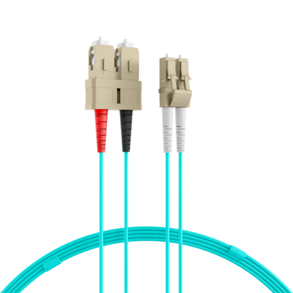 Glasfaser Patchkabel Duplex Patchkabel LC-SC OM3, 40m LSZH 2mm aqua - 1 VPE = 4 Stï¿½ck Glasfaser Patchkabel