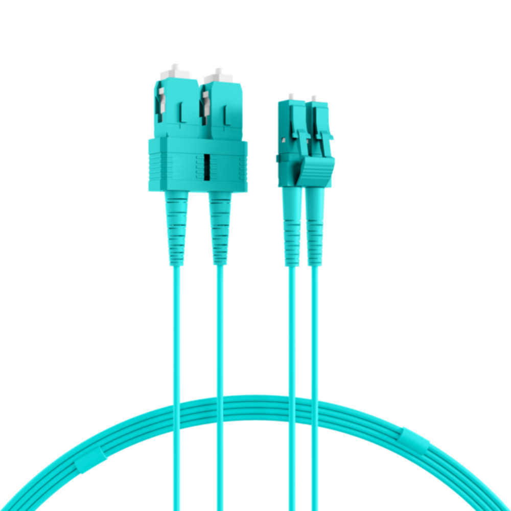 Glasfaser Patchkabel Duplex Patchkabel LC-SC OM3, 5m LSZH 1,2mm aqua - 1 VPE = 10 Stï¿½ck Glasfaser Patchkabel