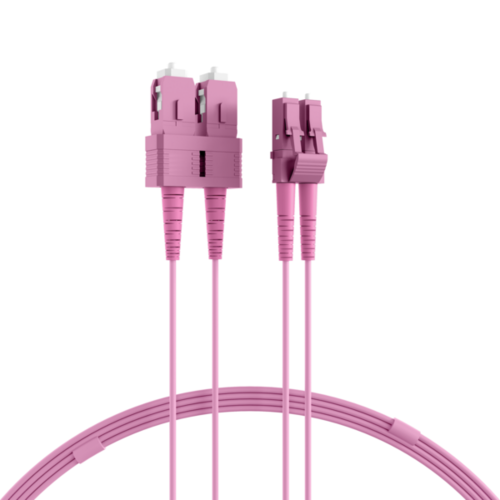 Glasfaser Patchkabel Duplex Patchkabel LC-SC OM4, 5m LSZH 1,2mm erikaviolett - 1 VPE = 10 Stï¿½ck