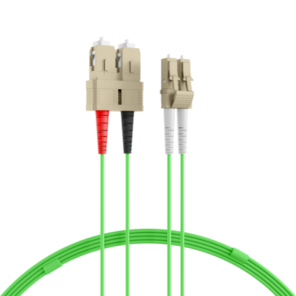 Glasfaser Patchkabel Duplex Patchkabel LC-SC OM5, 2m LSZH 2mm limettengrün - 1 VPE = 10 Stï¿½ck Glasfaser Patchkabel