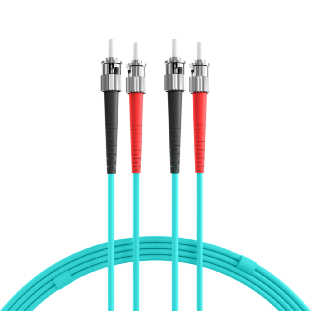 Glasfaser Patchkabel Duplex Patchkabel ST-ST OM3, 10m LSZH 3mm aqua - 1 VPE = 5 Stï¿½ck Glasfaser Patchkabel