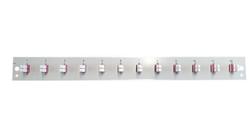 Glasfaser Verteiler Bestückte Frontblende mit 12 x LC Duplex, Kupplung OM4, schwarz - 1 VPE = 50 Stück Glasfaser Verteiler