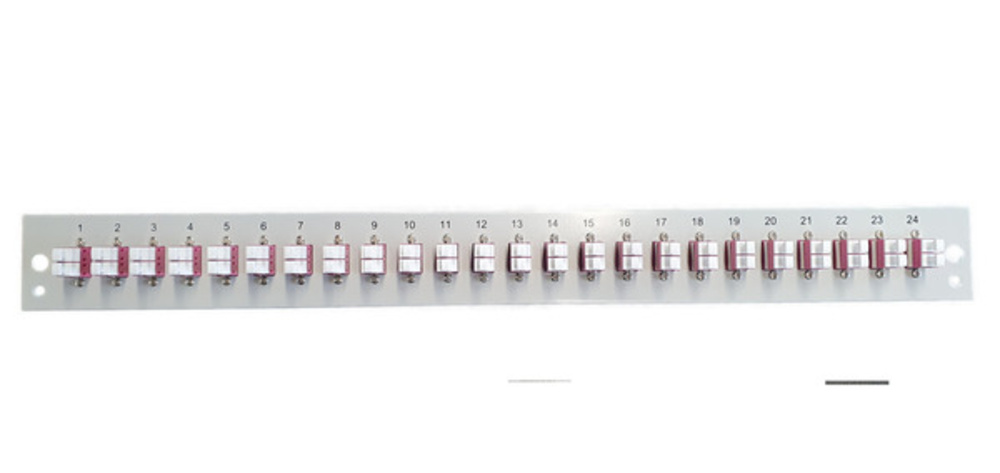 Glasfaser Verteiler Bestückte Frontblende mit 24 x LC Duplex, Kupplung OM4, schwarz - 1 VPE = 50 Stück Glasfaser Verteiler