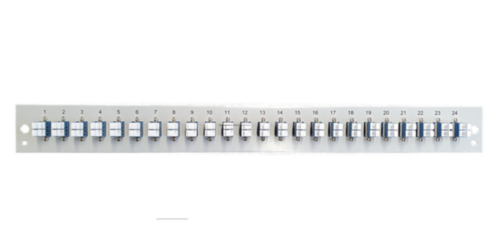 Glasfaser Verteiler Bestückte Frontblende mit 24 x LC Duplex, Kupplung OS2, grau - 1 VPE = 50 Stück Glasfaser Verteiler