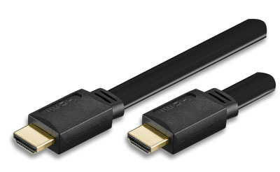 HDMI High Speed with Ethernet, Flachkabel Schwarz 1m