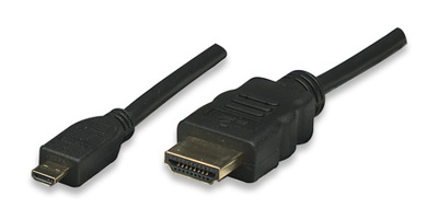 HDMI Kabel High Speed with Ethernet mit Micro D Schwarz 1 m