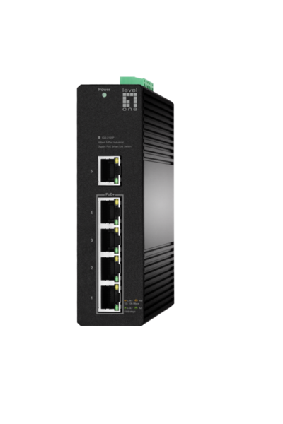 Hilbert 5-Port Industrie Gigabit PoE , smart Lite Switch 4 PoE Outputs 802.3at/af PoE Industrial Ethernet